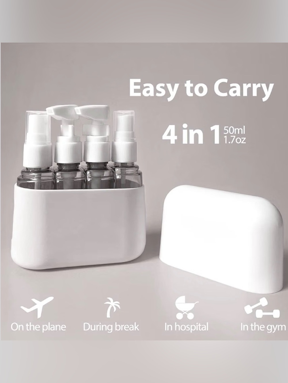 Travel Toiletry Bottle Set with White Carry Case
